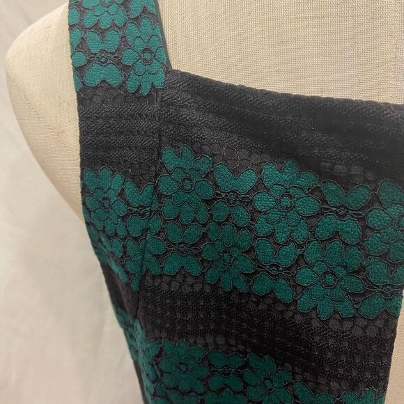 Donna Ricco NWOT Elegant Sleeveless Black and Green Lace Dress 6 - Picture 5 of 8